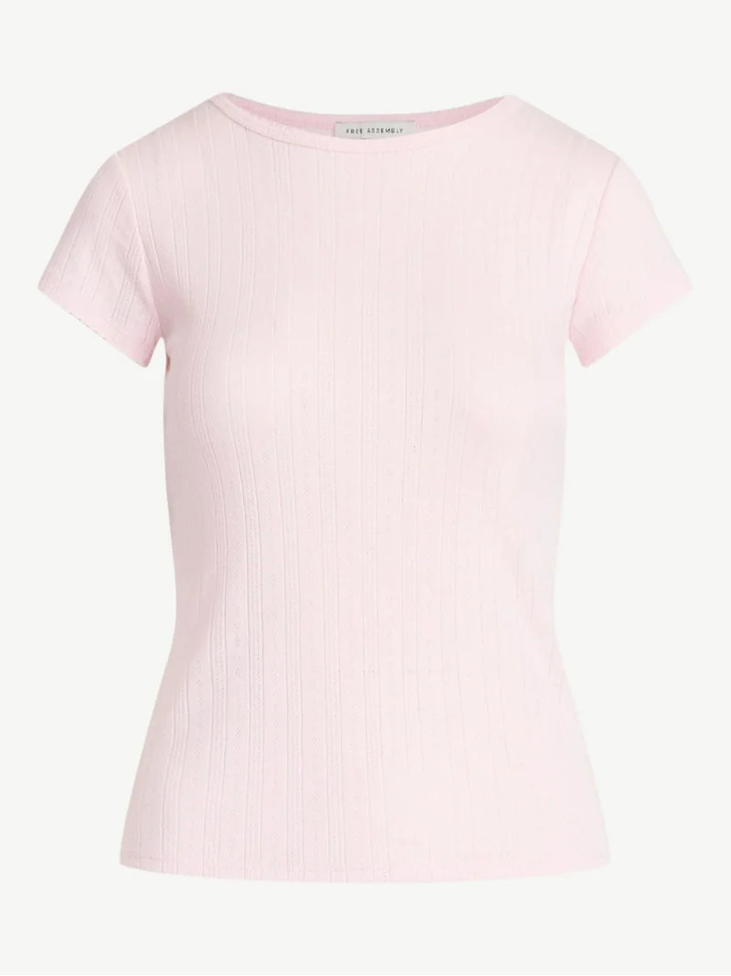 Free Assembly Women's and Women's Plus Pointelle Mini Tee with Short Sleeves, Sizes XS-4X | Walmart (US)