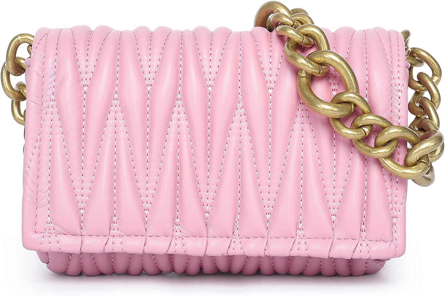 Montana West Quilted Purse for Women Chunky Chain Purses Small Shoulder Bag and Handbags | Amazon (US)