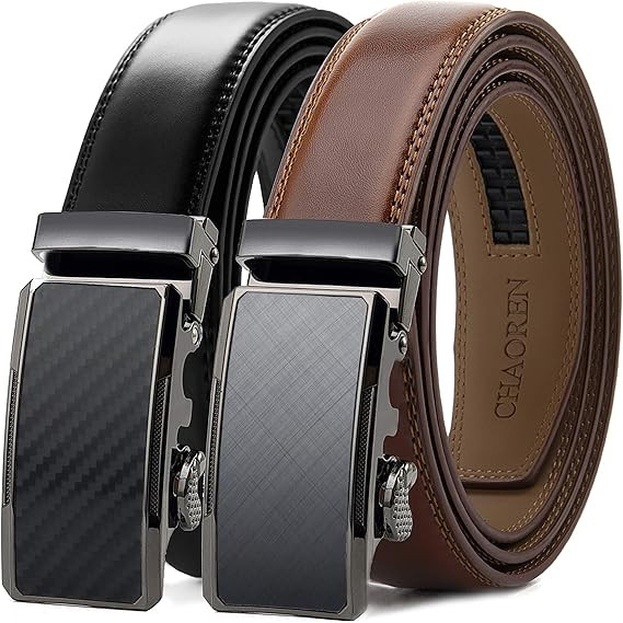 CHAOREN Mens Belts Leather Ratchet 2 Pack - Mens Dress Belt 1 1/4" in Gift Set Box - Meet Almost ... | Amazon (US)