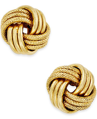 Love Knot Polished & Textured Stud Earrings in 14k Gold | Macy's