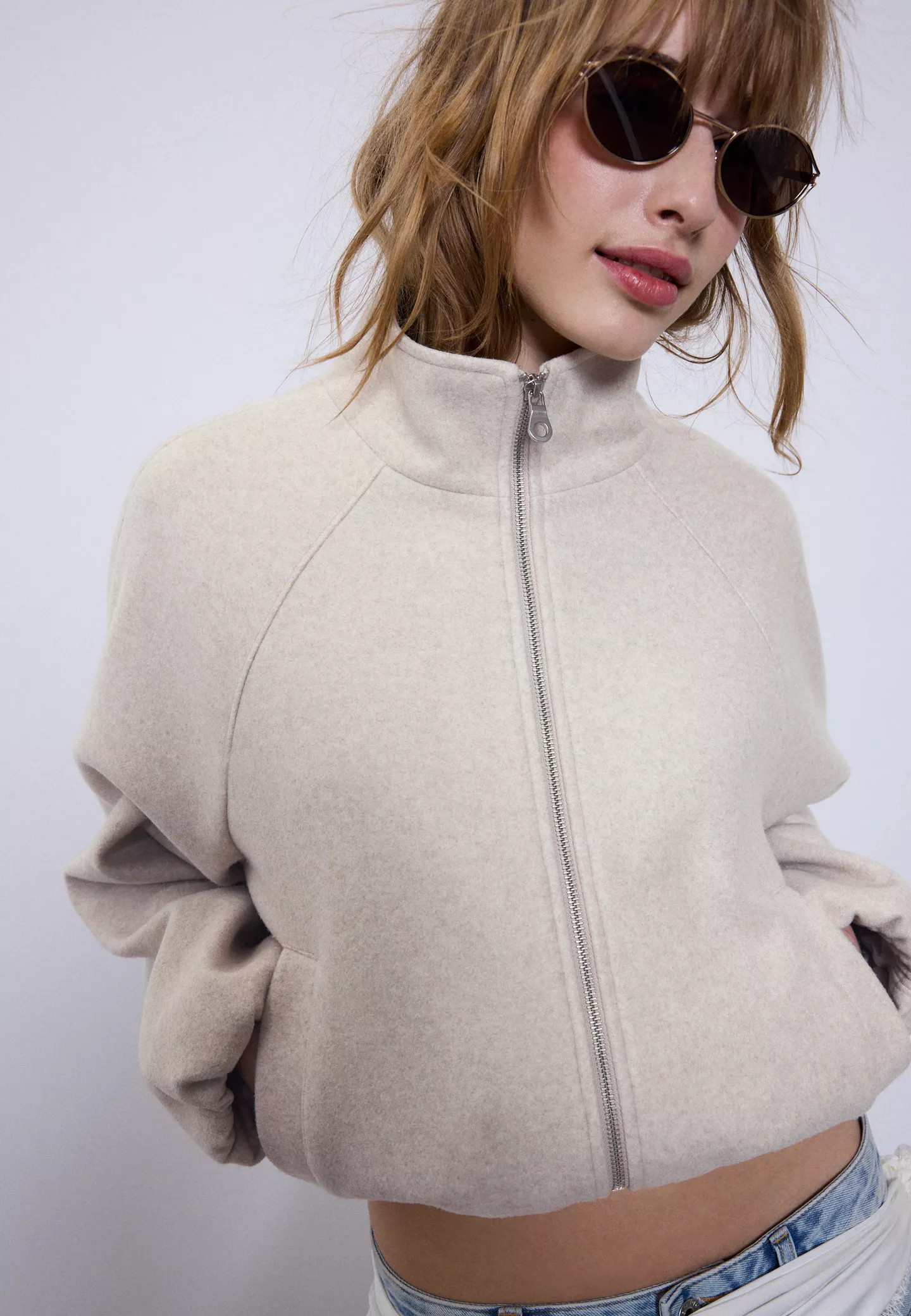 Soft-touch balloon bomber jacket - Women's fashion | Stradivarius United Kingdom | Stradivarius (UK)