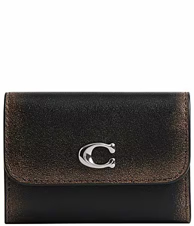 COACH Loved Leather Essential Card Case - Black Brown | Dillard's