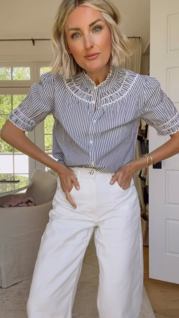 I think this top is going to be a no for me 🤣 Love the idea of it - it just didn’t fit me right! Wearing XS/4!

Loverly Grey, spring top, spring blouse, white jeans, spring outfit, workwear tops 

#LTKWorkwear #LTKSeasonal