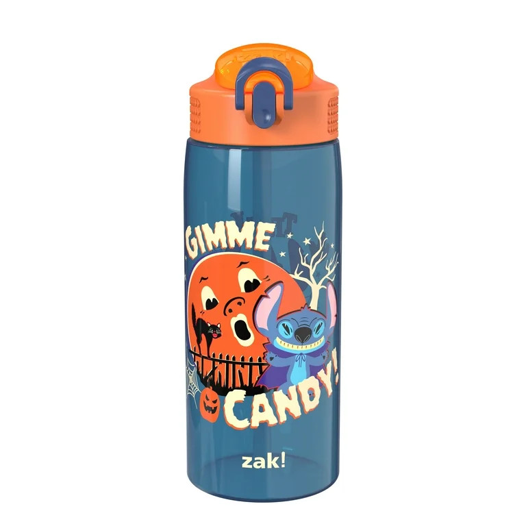 Zak Designs 25oz Stitch Halloween Blue Kids Straw Water Bottle, Durable Plastic Park Bottle with ... | Walmart (US)