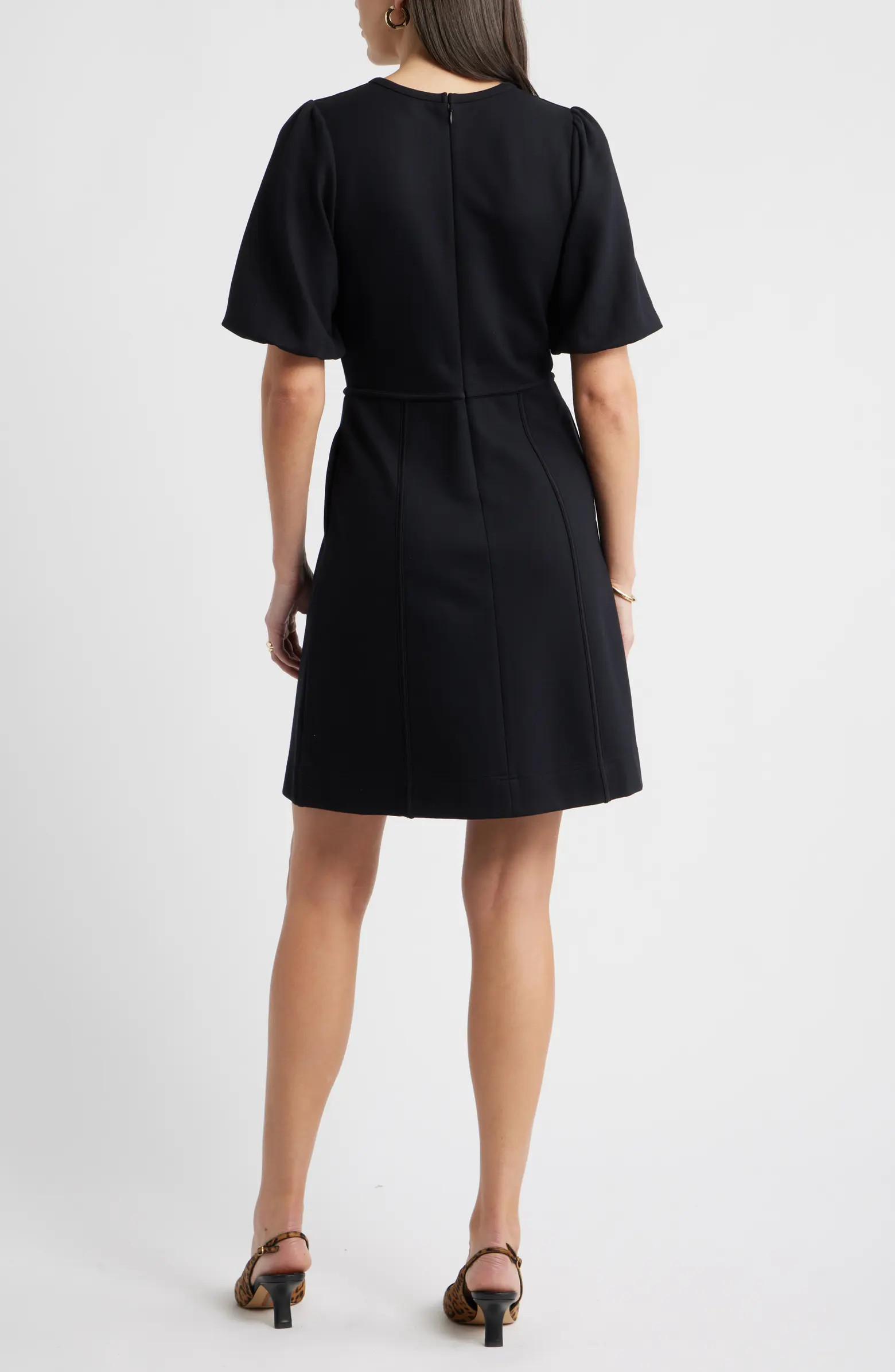Puff Sleeve Ponte Dress | Nordstrom