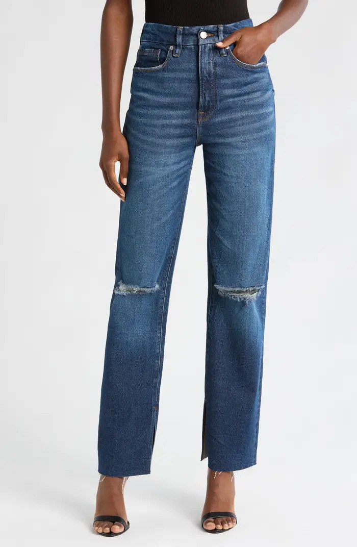 Good Boy Split Hem High Waist Straight Leg Jeans | Nordstrom