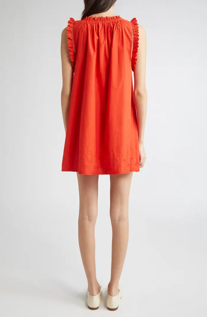 DÔEN Nessie Eyelet Organic Cotton Shift Minidress | Nordstrom | Nordstrom