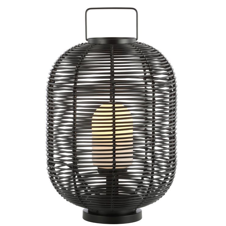 26.7" Outdoor Woven Oval Asian Lantern (Includes LED Light Bulb) Black - Jonathan Y | Target