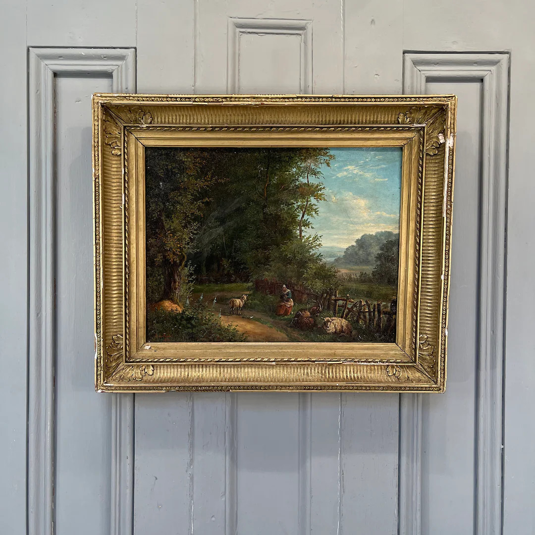 Antique French Landscape Oil Painting of Shepherdess With Sheep and Goat Signed L La Pande 1859 -... | Etsy (UK)