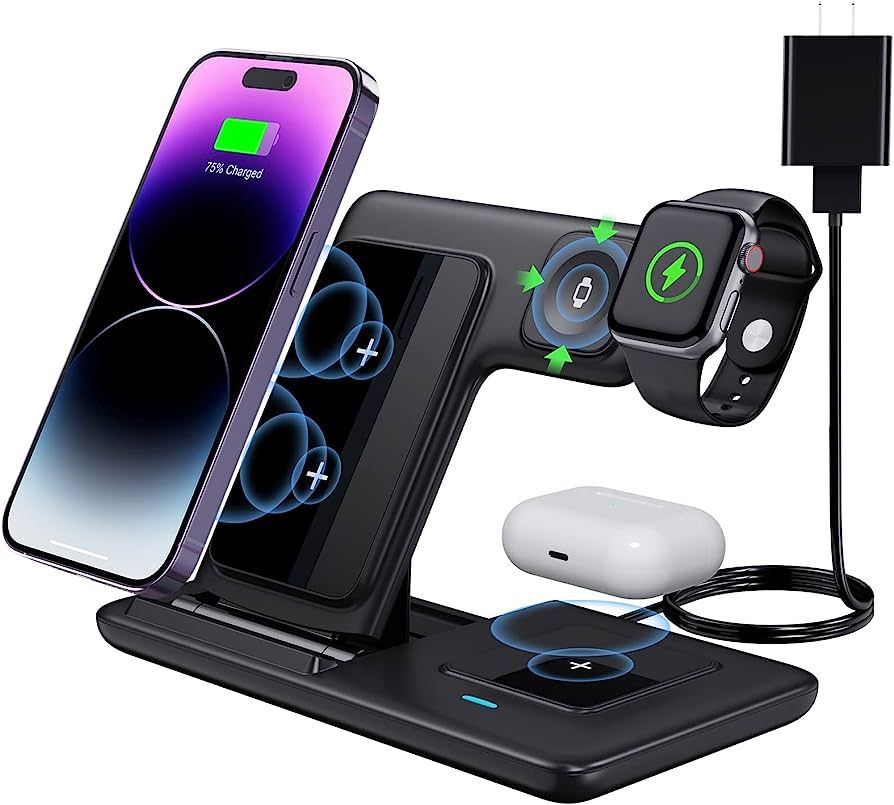 Wireless Charging Station, 3 in 1 Wireless Charger Compatible with iPhone 14/13 Pro/13/12/11/Pro/SE/ | Amazon (US)