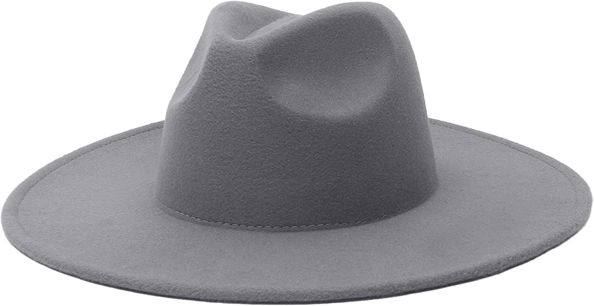 EOZY Wide Brim Fedora Hat for Men Womens Retro Flat Brim Jazz Hat Wool Felt Panama Trilby Hat Gen... | Amazon (US)