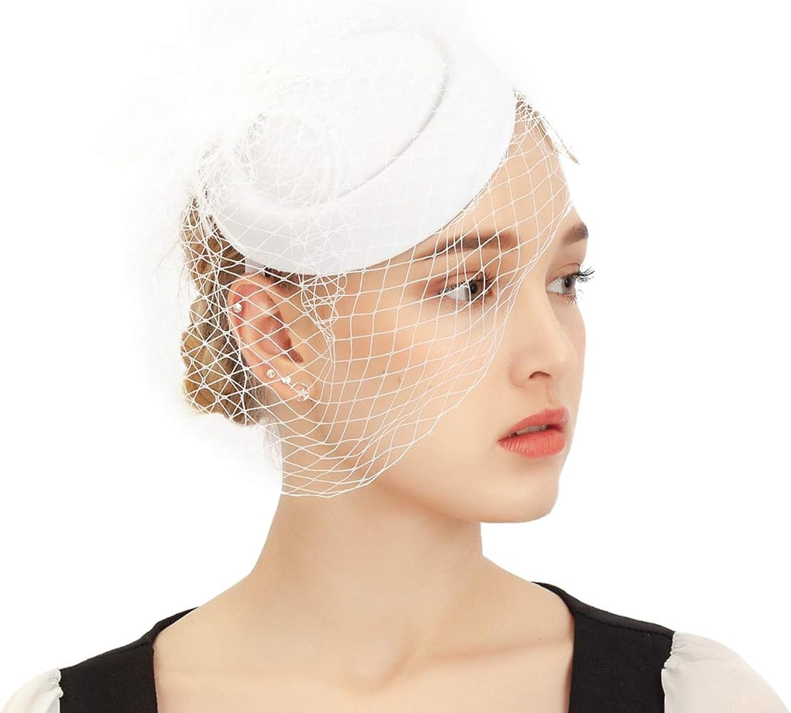 Fascinator Hats Mesh Feather Tea Party Kentucky Derby Hat Cocktail Wedding Headwear for Girls Wom... | Amazon (US)