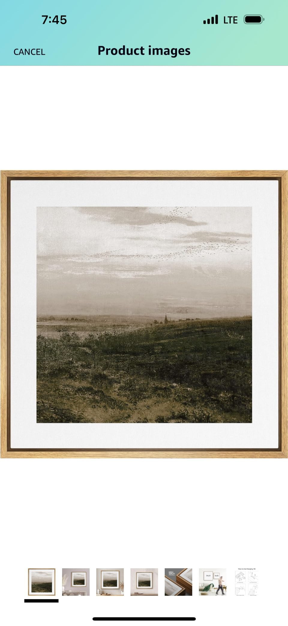 SIGNWIN Framed Canvas Print Wall Art Cloudy Stormy Brown Countryside Landscape Nature Wilderness ... | Amazon (US)