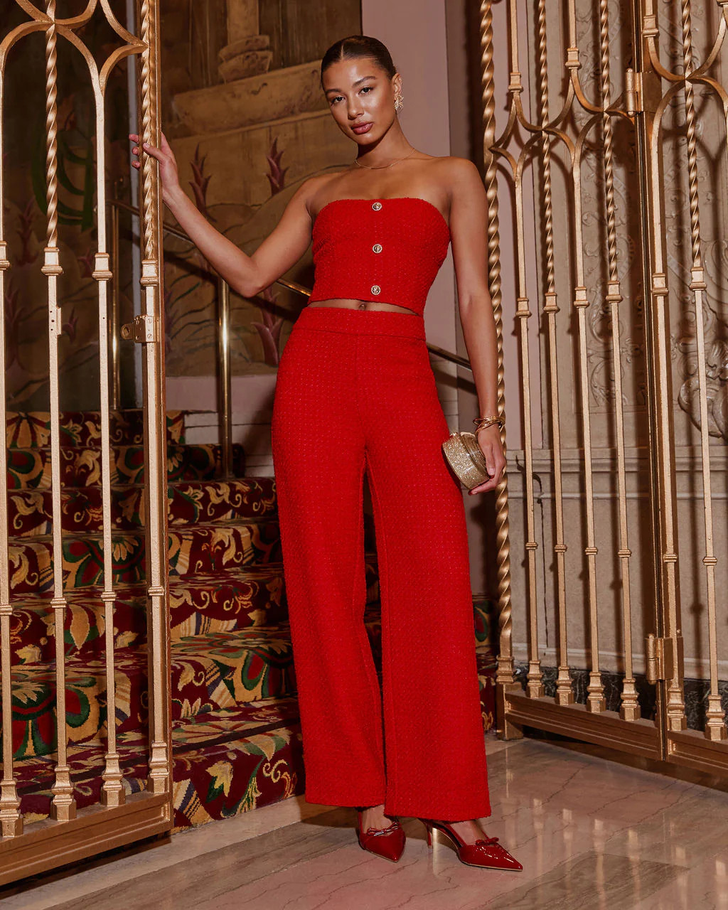 Ivie Tweed Wide Leg Flare Trouser Pants | VICI