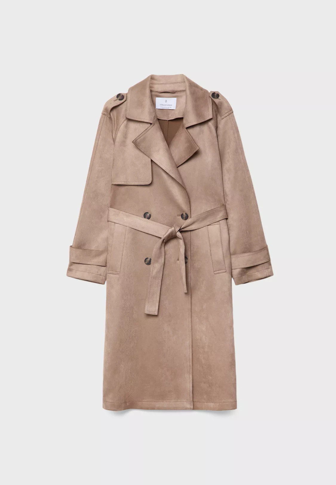Stradivarius Trench long en suédine daim  Caramel M | Stradivarius (FR)