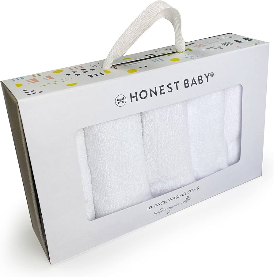 HonestBaby 10-Pack Organic Cotton Baby-Terry Wash Cloths, 10-Pack Bright White, One Size | Amazon (US)