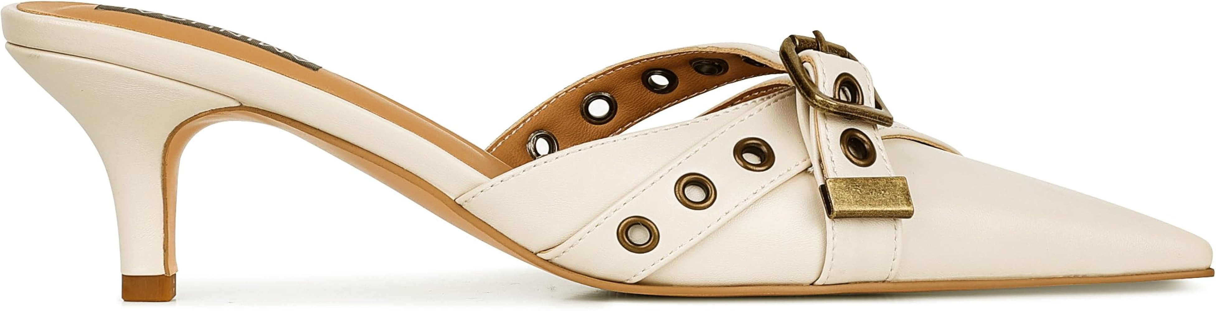 AMINUGAL Mules Heels for Women Pointed Closed Toe Kitten Heels Pumps Buckle Slip On Studded Point... | Amazon (US)