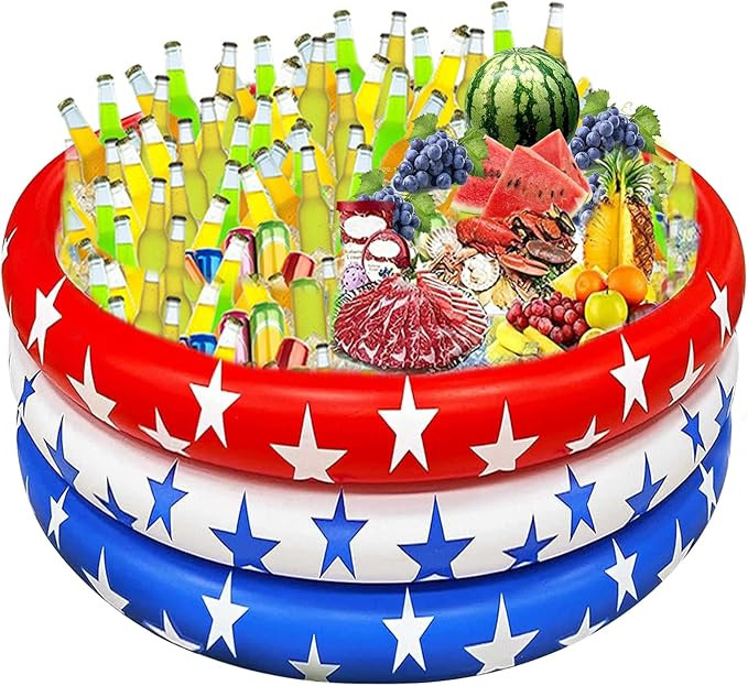 American Flag Inflatable Cooler, Pool Party Decorations 130+ Cans Large Drink Cooler with Red Whi... | Amazon (US)