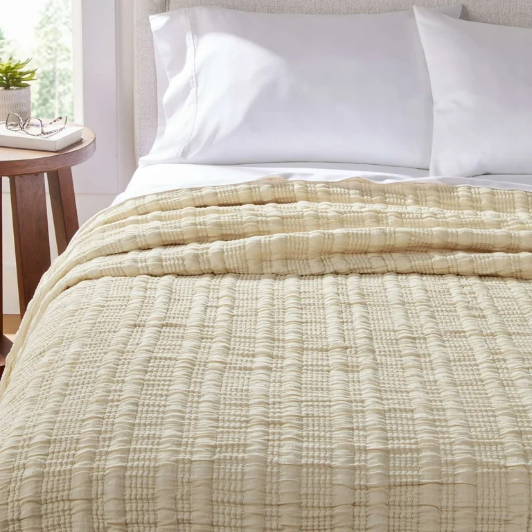 Better Homes & Gardens Luxury Gauze Reversable Cotton Polyester Bed Blanket, Papyrus Beige, Full/... | Walmart (US)