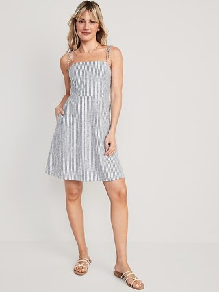 Fit & Flare Matching Tie-Strap Mini Dress for Women | Old Navy (US)