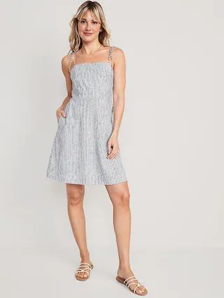 Fit & Flare Matching Tie-Strap Mini Dress for Women | Old Navy (US)