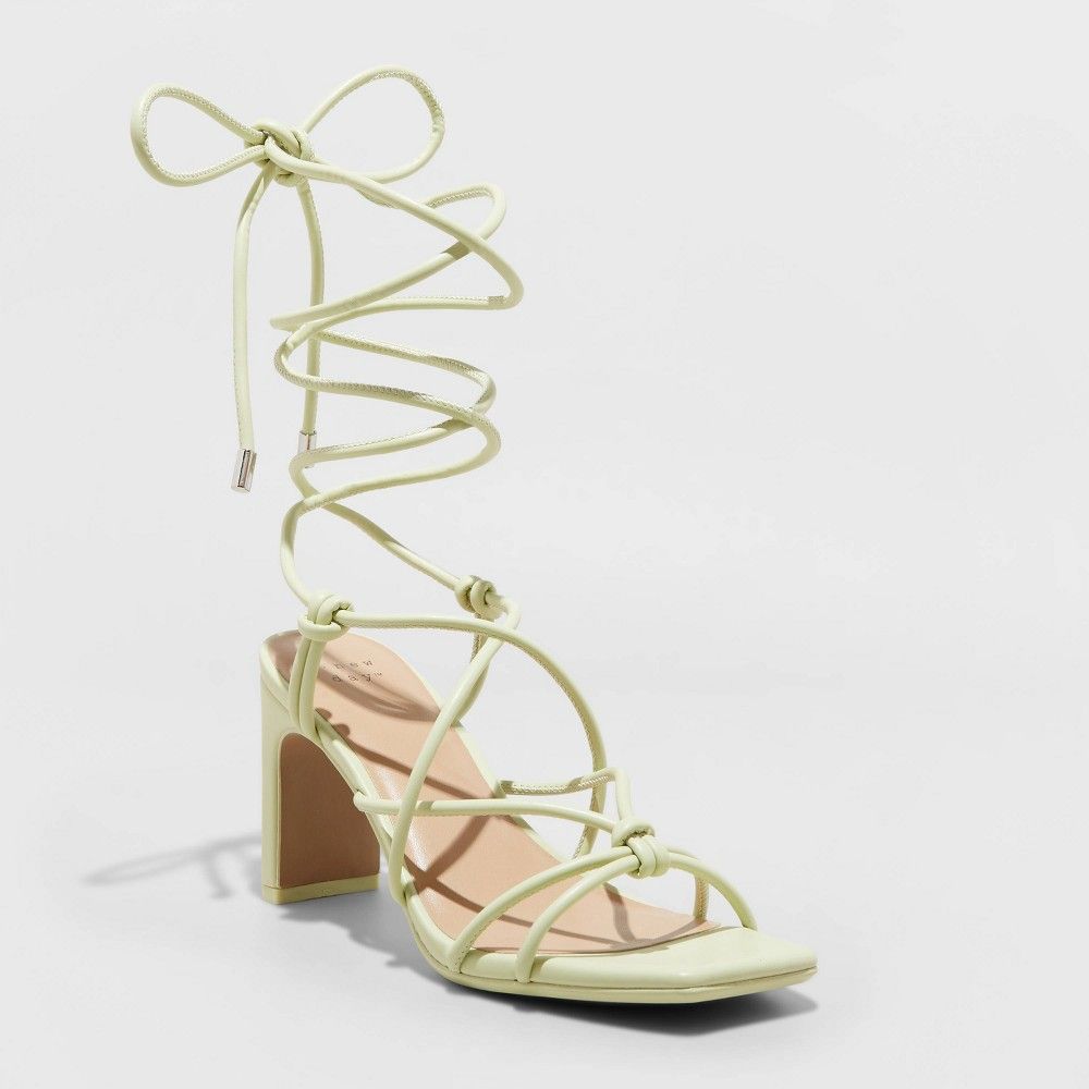 Women's Bria Strappy Heels - A New Day™ Light Green 5 | Target