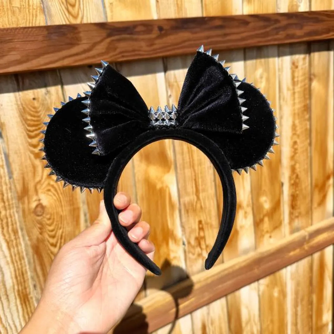 Goth Spiked Mickey Ears, Metal Mickey Ear, Black Velvet Minnie Ear, Spiked Minnie Headband, Goth ... | Etsy (US)