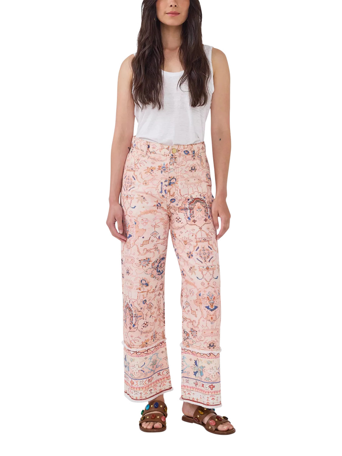 Hayley Menzies Desert Loom Wide Leg Jeans, Desert Loom - Pink | John Lewis (UK)