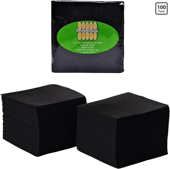 Perfect Stix - 2 Ply Black Napkin-100ct Paper Cocktail Beverage Napkins, 2-Ply, Black (Pack of 10... | Amazon (US)