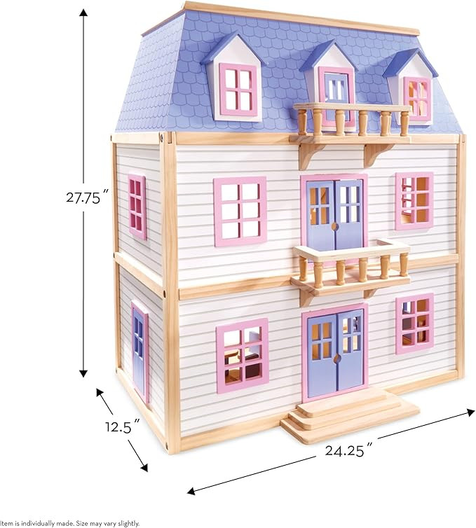 Melissa & Doug Wooden Multi-Level Dollhouse Wooden Multi-Story Pretend Play Dollhouse for Kids | Amazon (US)