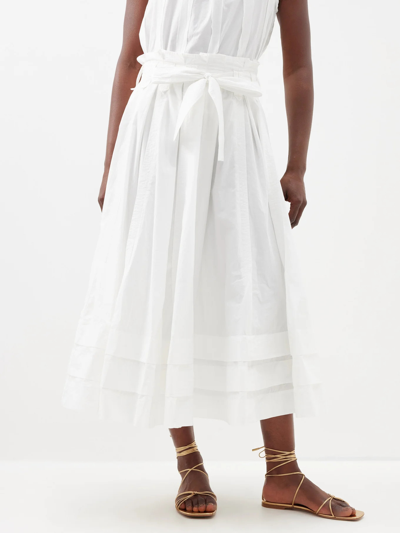 Dylan paperbag-waist cotton-poplin midi skirt | Matches (US)