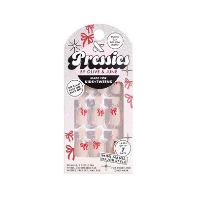 Olive & June Pressies Fake Nails - S Round - Big Bow Energy - 28ct | Target