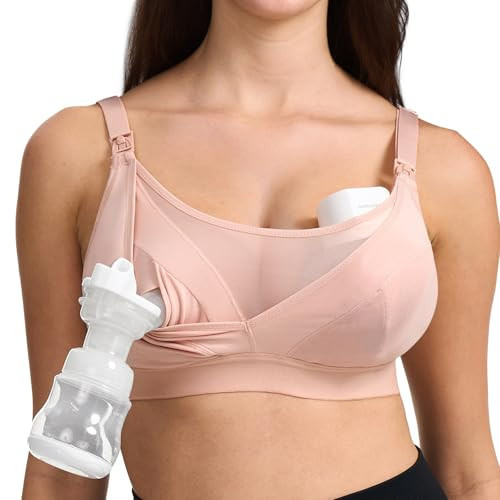 Momcozy Mesh Support Pumping Bra Hands Free Suitable for 36C-44G, Comfortable Plus Size Pumping and Nursing Bra in One | Amazon (US)