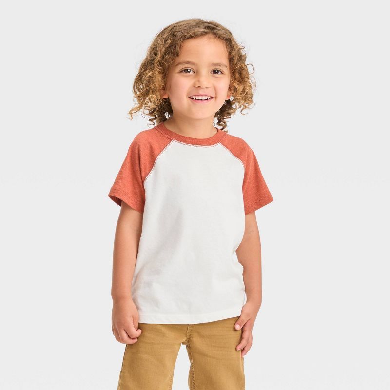Toddler Boys' Short Sleeve Shirt - Cat & Jack™ Orange/Cream | Target
