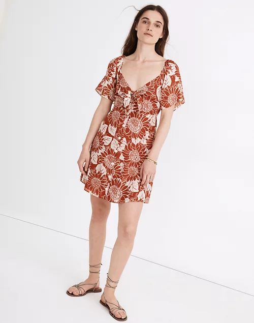 Silk Tie-Front Mini Dress in Sunflower Season | Madewell