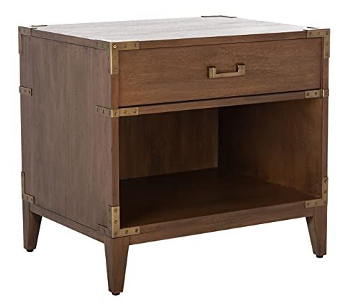 Safavieh Brown Shelf (Fully Assembled) Couture Home Collection Nisha 1-Drawer Wood Nightstand | Amazon (US)