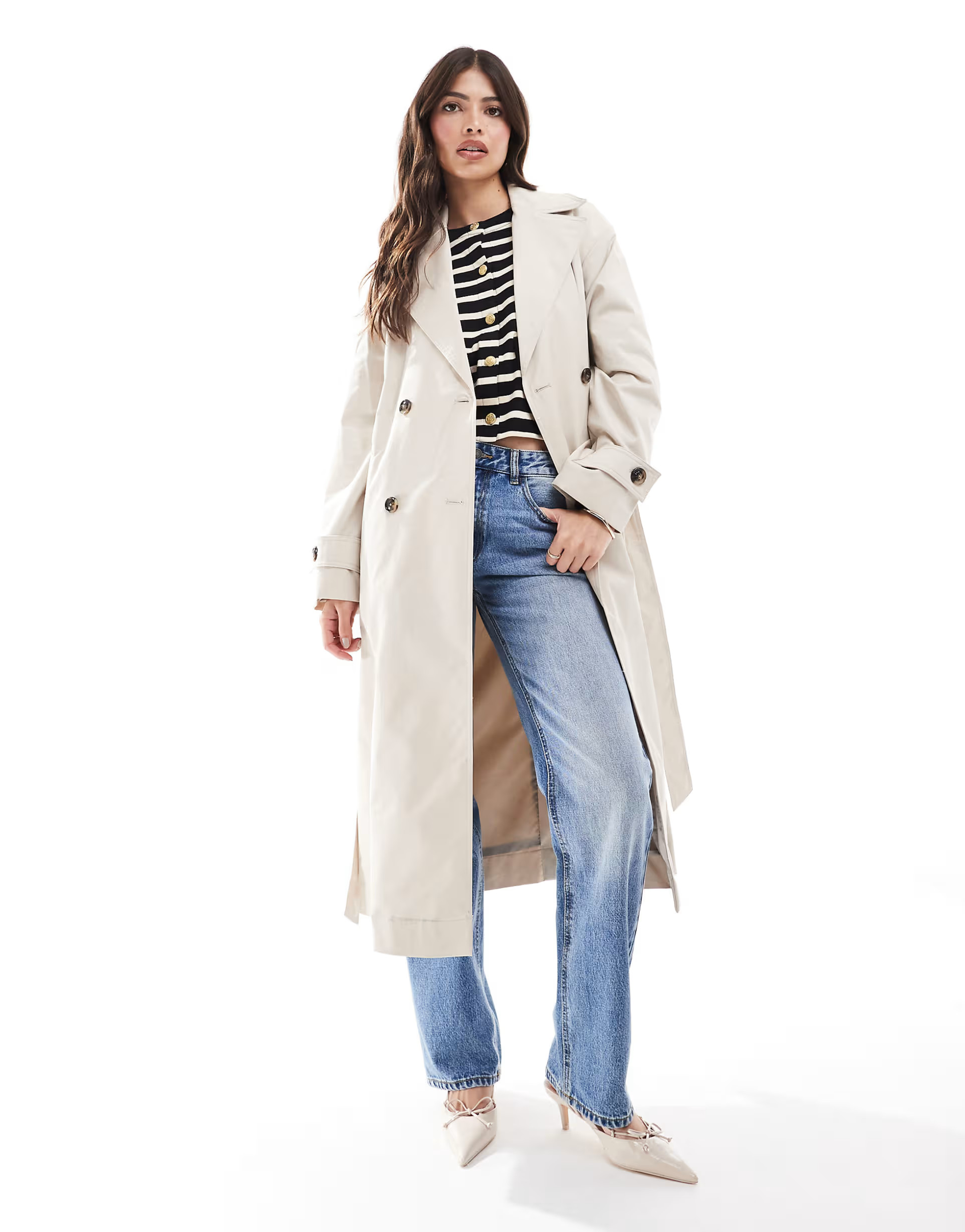 Mango longline core trench coat in light beige | ASOS | ASOS (Global)
