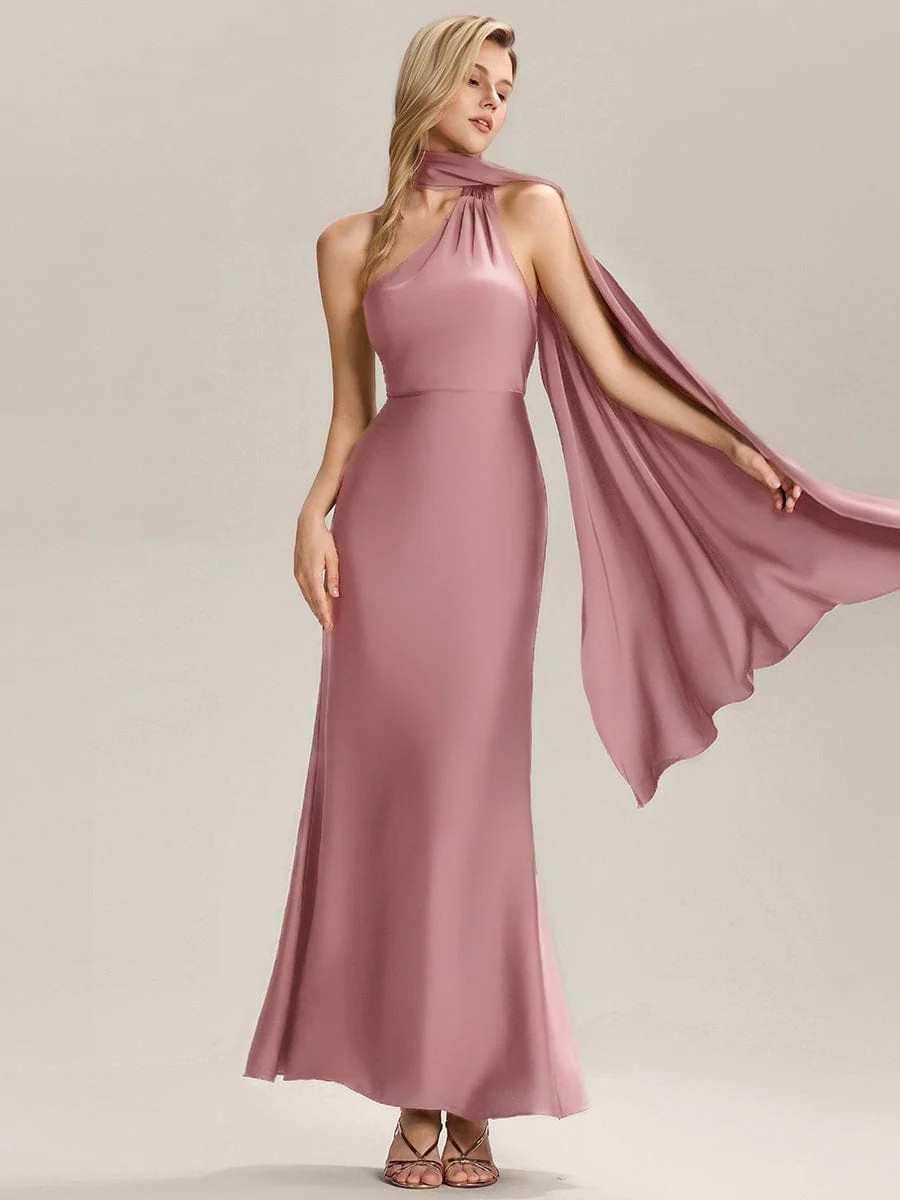 ever SYLVARA|Flowing Ribbons Satin Sleeveless Bridesmaid Dress | Ever Pretty Garment Inc