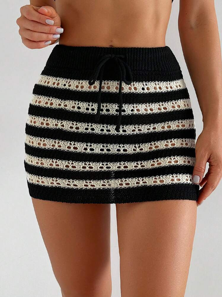 SHEIN Swim Summer Beach Women's Striped Cover Up Skirt | SHEIN
