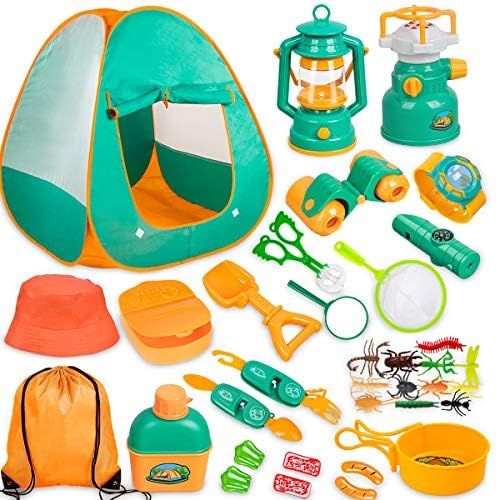 Meland Kids Camping Set with Tent 24pcs - Camping Gear Tool Pretend Play Set for Toddlers Kids Bo... | Amazon (US)