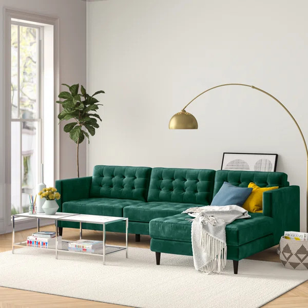 Marek 112" Wide Velvet Sofa & Chaise | Wayfair North America