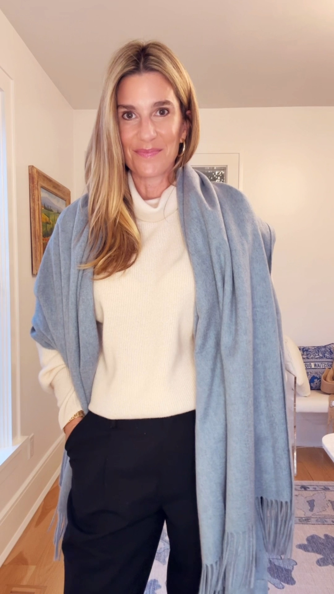 The oversized  scarf/stole look is very in at the moment and guess what…this is actually a blanket! I bought the 50x70 and it’s under $150 for cashmere! I am wearing it and packing it for London. What do you think about a scarf that is big like this?

#LTKootd #LTKOver40 #LTKHoliday