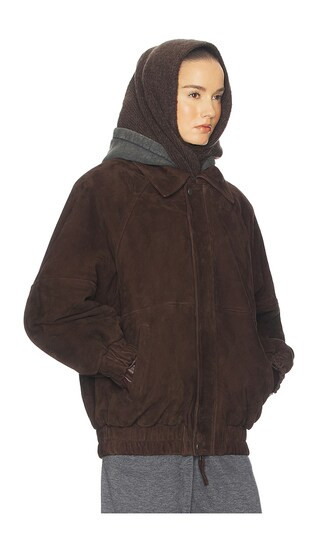 The Oversized Suede Bomber in Dark Brown | Revolve Clothing (Global)