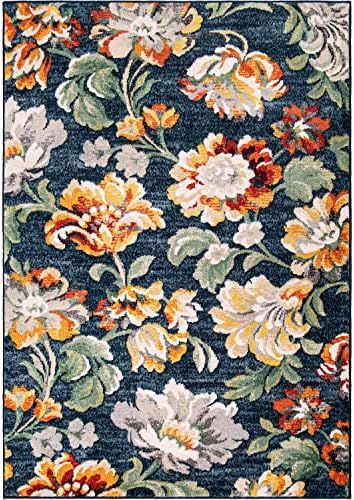 Simply Southern Cottage Franklin Floral Area Rug, 8' x 10', Dark Blue | Amazon (US)