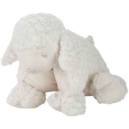 Mina Victory Plush Lines Foldable Lamb Stuffed Animal 18 x 22 Ivory Indoor Throw Pillow | Walmart (US)