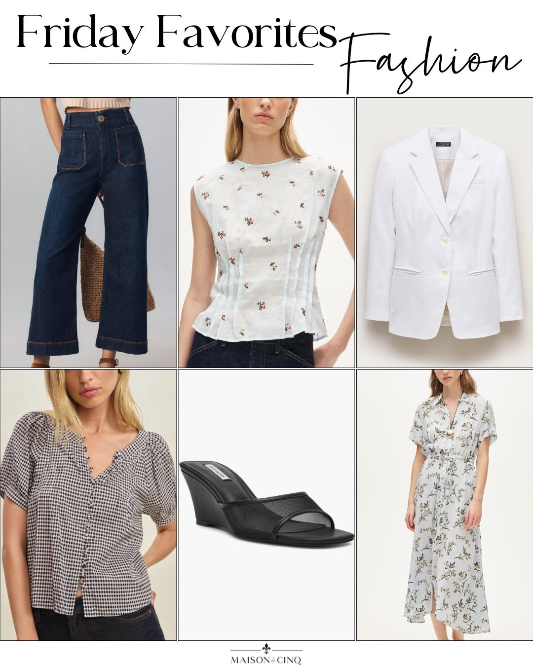 On Friday Favorites this week - gorgeous florals and linens on sale at JCrew, plus the cutest gingham tops for spring and more!

Spring outfit, spring fashion, spring top, linen blazer, heels, wedges, wide leg jeans 

#LTKSeasonal #LTKSaleAlert #LTKOver40