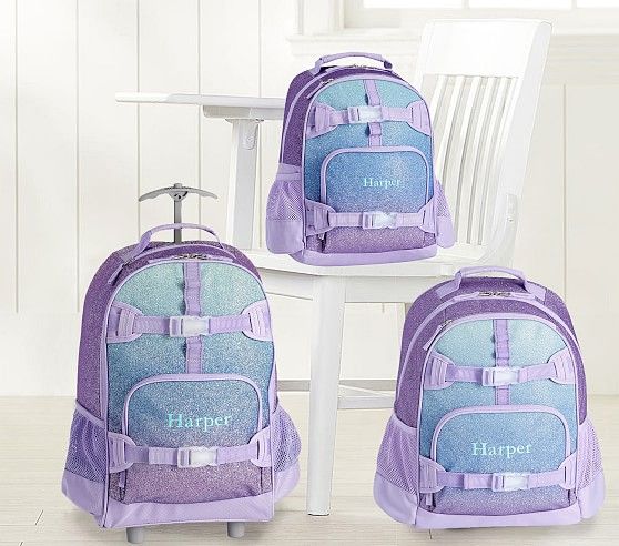Mackenzie Lavender/Aqua Ombre Sparkle Glitter Backpacks | Pottery Barn (US)