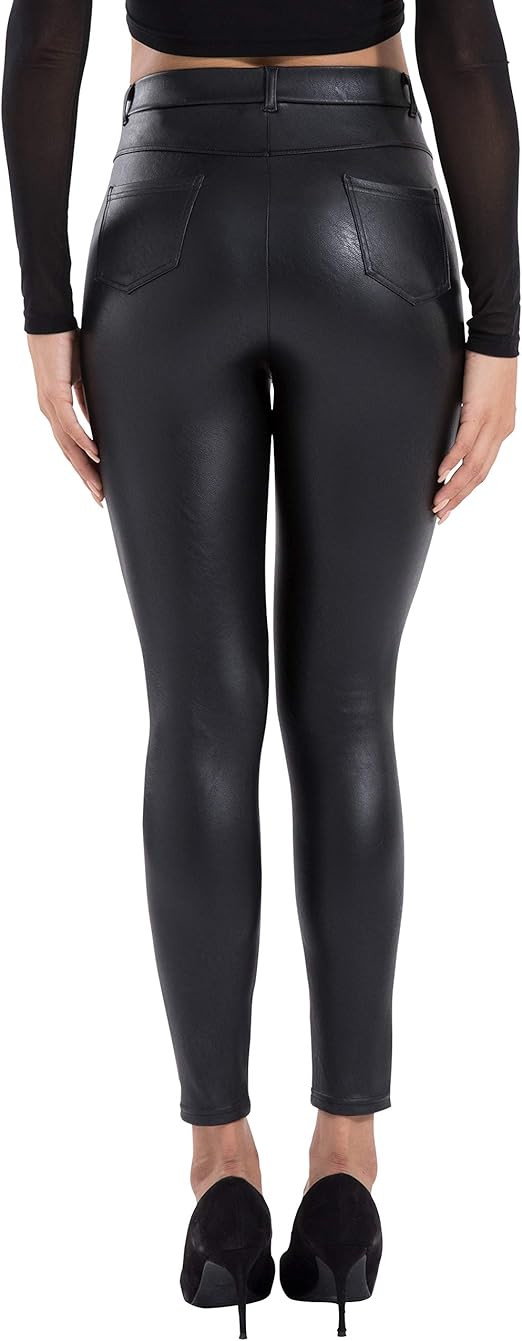 Tagoo Faux Leather Leggings for Women High Waisted Pleather Pants Stretch Tights with Pockets | Amazon (US)