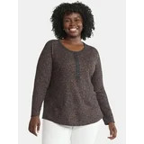 Terra & Sky Women’s Plus Thermal Henley Top with Long Sleeves, Size 0X-4X | Walmart (US)