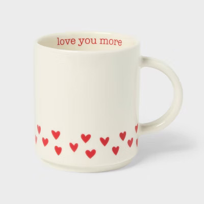 14oz Stoneware Love You More Hearts Stacking Mug White - Spritz™ | Target